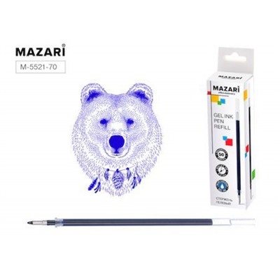 Стержень гелевый 130 мм M-5521-70 0.5 мм, синий Mazari