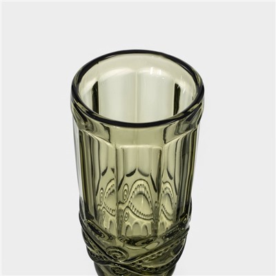 Бокалы для шампанского Magistro «Ла-Манш», 160 мл, 7×20 см, набор 6 шт., стекло, зелёные