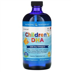 Nordic Naturals, Children's DHA, клубника, для детей в возрасте от 1 года до 6 лет, 530 мг, 473 мл (16 жидких унций)