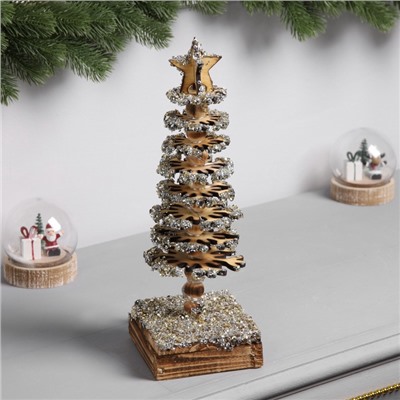 Фигура деревянная «Ёлочка», 30×10×10 см, 35 LED, батарейки AAx2 (не в комплекте), свечение теплое белое