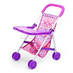 Коляска кукольная (металлическая, складная, цвет фиолетовый, с принтом) в пакете