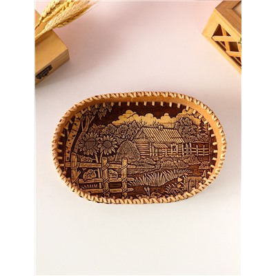 Сухарница овальная «Деревенька», 23.5×16×5×4.5 см, береста