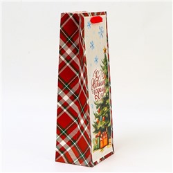 Пакет подарочный новогодний под бутылку «С Новым годом», 13×36×10 см