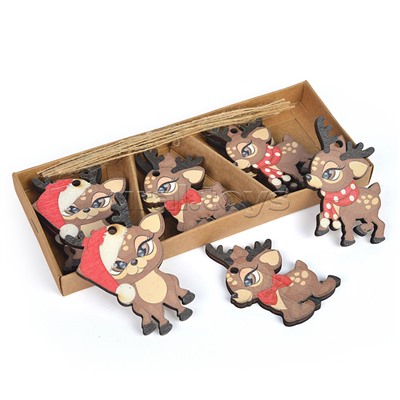 Набор новогодних украшений "Оленята" (6,5* 5 см х 9шт) в коробке