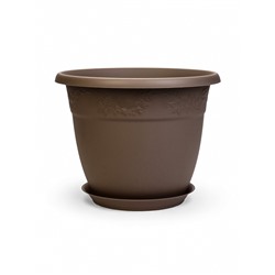 Горшок для цветов с поддоном «Рябина», 22 л, пластиковый, серый