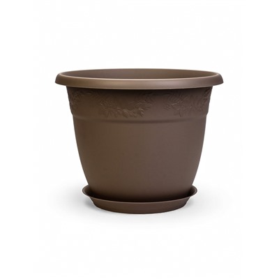 Горшок для цветов с поддоном «Рябина», 22 л, пластиковый, серый