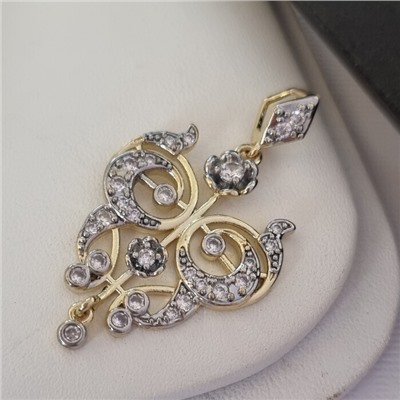 Кулон ювелирной бижутерии Итальянское золото (покрытие желтое 14к), вставка: фианиты, цвет: прозрачный, арт.217.352