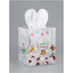 Коробка подарочная новогодняя складная ПВХ «Веселый Дед Мороз» 12×12×15 см