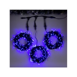 Гирлянда «Клип-лайт» 3 нити по 20 м, IP44, УМС, тёмная нить, 399 LED, свечение синее, 8 режимов, 24 В