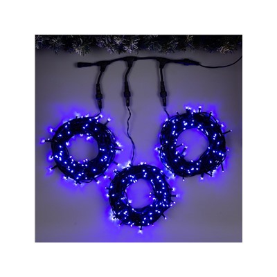 Гирлянда «Клип-лайт» 3 нити по 20 м, IP44, УМС, тёмная нить, 399 LED, свечение синее, 8 режимов, 24 В