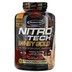 Muscletech, Nitro Tech, 100% Whey Gold (100% сыворотка), французский ванильный крем, 2,51 кг (5,53 фунта)