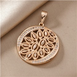 Кулон крупный круглый ювелирная бижутерия коллекция "Дубай" покрытие позолота, вставка: фианиты, цвет: прозрачный, арт.217.341