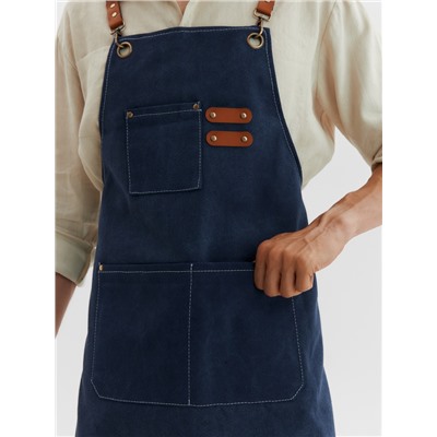 Фартук Этель с карманами, синий, 75×68 см, п/э 50%, хлопок 50%