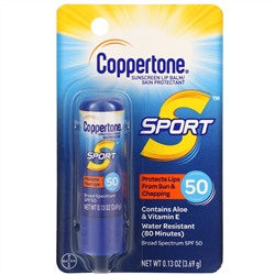 Coppertone, Sport, Sunscreen Lip Balm, SPF 50,  0.13 oz (3.69 g)