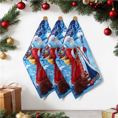 Набор новогодних полотенец «Доляна» Волшебного Нового года 35×60 см-3штуки,100% хлопок, вафельное полотно