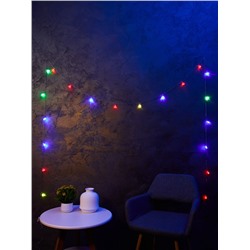 Гирлянда «Нить» 5 м с насадками «Два колокольчика», IP20, прозрачная нить, 20 LED, свечение мульти (RG/RB), мигание, 220 В