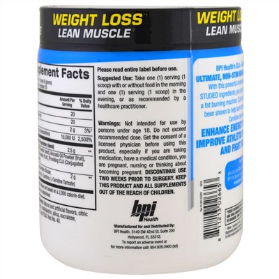BPI Sports, CLA с карнитином, фруктовый пунш, 300 г (10,58 унции)