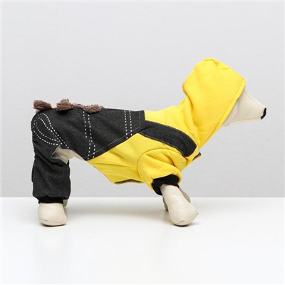 Комбинезон «Мишка», размер XS, ДС 20 см, ОШ 20 см, ОГ 30 см, жёлтый, чёрный