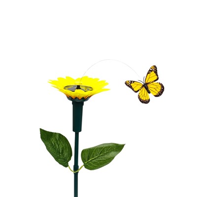 Штекер летающий «Подсолнух с бабочкой», на солнечной батарее, МИКС