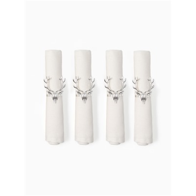 Набор салфеток с декоративными кольцами «Этель» Snow, 40×40 см - 4 шт., 100% лён