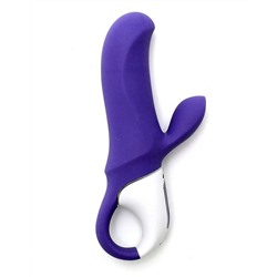 Фиолетовый вибратор Satisfyer Magic Bunny с клиторальным отростком - 17,6 см.