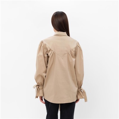 Блузка женская с лентами MIST, размер 44, бежевая