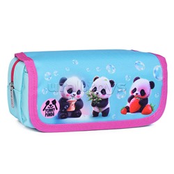 Пенал "Yummy Panda" 20,5x9,5x7 см, прямоугольный для 40 предметов, отделение на молнии, наружный карман на молнии, с верхней створкой на липучке, плотный износостойкий полиэстер с водоотталкивающей пропиткой