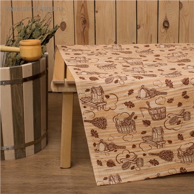 Простыня вафельная для бани «Банька» 145×180 см, 100% хлопок, бежевая