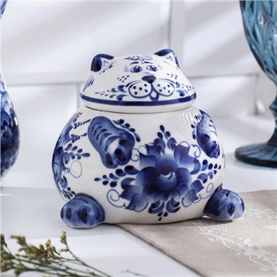 Сахарница фарфор «Кот», гжель