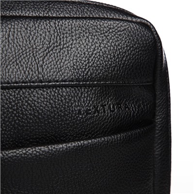 Сумка кросс-боди мужская TEXTURA, на молнии, 2 наружных кармана, 17×4×24 см, чёрная