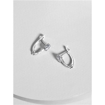 Серьги из серебра с фианитами родированные 925 пробы С-7299р200