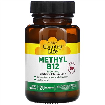 Country Life, Methyl B12, Berry, 3,000 mcg, 120 Lozenges