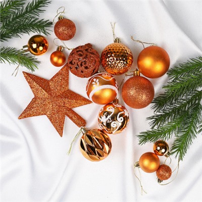 Елочное украшене Набор шаров со звездой 101 штука 3/4/6 см / HX-25 /уп 15/красный