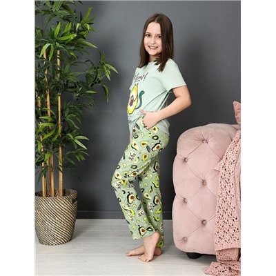Пижама "Пуштунчик-брюки" (Фисташковый)