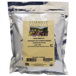 Starwest Botanicals, Органические семена кориандра в порошке, 1 фунт (453,6 г)