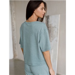 Футболка из фактурного трикотажа в рубчик