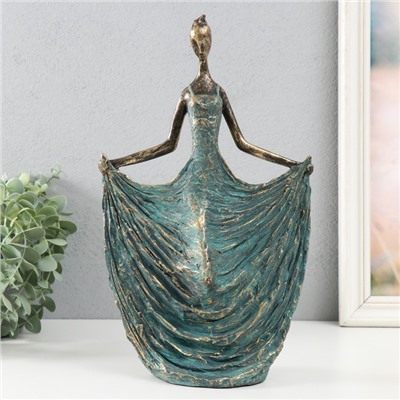 Фигурка полистоун «Танцовщица в зелёно-голубом платье. Балеро» под металл, 18.6×9.6×31.6 см