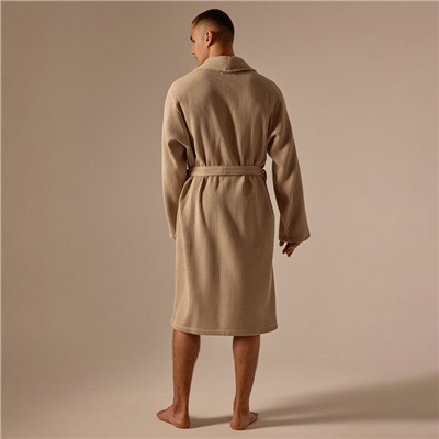 Халат вафельный мужской SL HOME: Basic «Саббиа», размер M, хлопок 100%, коричневый