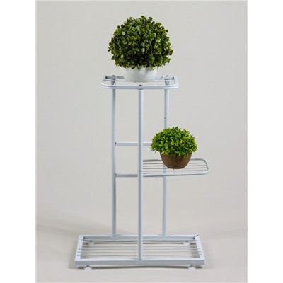 Подставка для цветов Greengo, 3 полки, 43×22×57 см, напольная, металл, белая