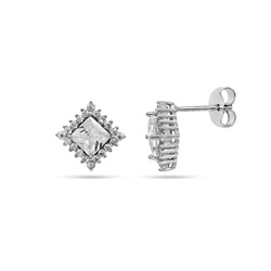 Серьги из серебра куб.циркон., ТЦ-15
