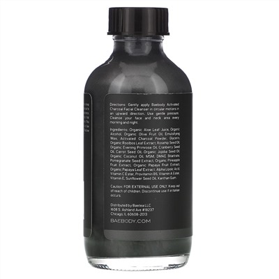 Baebody, Activated Charcoal Facial Cleanser, 4 fl oz (120 ml)