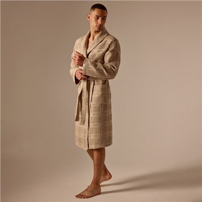 Халат вафельный мужской SL HOME: Chess «Саббиа», размер S, хлопок 100%, коричневый