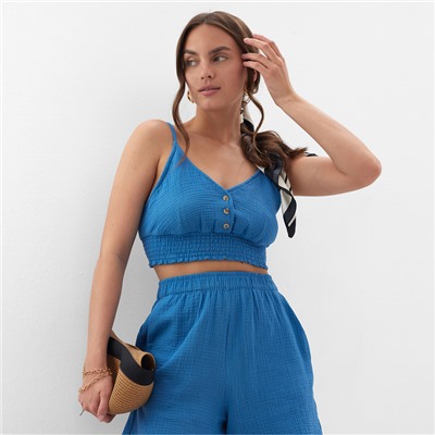 Топ укороченный женский MIST Muslin размер L, синий