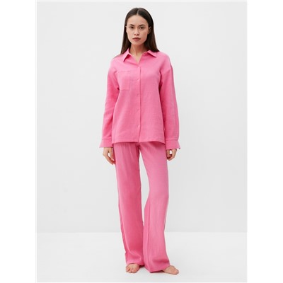 Пижама женская (рубашка, брюки) KAFTAN Basic, размер 44-46, розовая