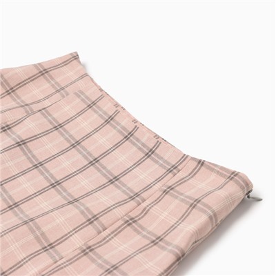 Юбка мини женская MINAKU: Casual Collection, клетка розовая, размер 46