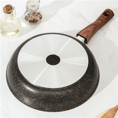 Сковорода KUKMARA Granit ultra original, d=28 см, съёмная ручка, антипригарное покрытие, алюминий, чёрная