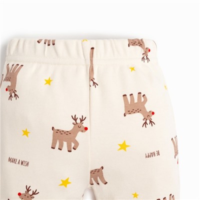 Костюм детский (джемпер, брюки) «Крошка Я» Merry Xmas, рост 80-86 см, бежевый