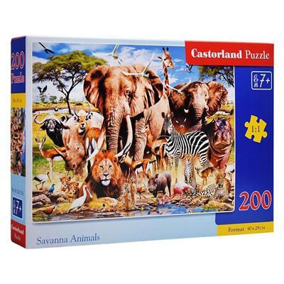 Пазлы 200 "Животные Саванны"
