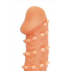 Телесная закрытая насадка с пупырышками Cock Sleeve 005 Size L - 17,6 см.