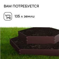 Клумба оцинкованная, 2 яруса, d=60-100 см, высота бортика 30 см, коричневая, Greengo